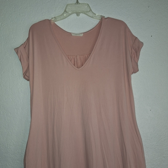 Entro Pink V Neck Short Sleeve Maxi Dress W/Pockets Size Small - Picture 3 of 13